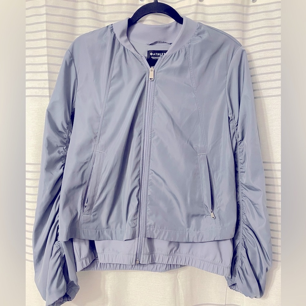 Athleta bomber jacket- pale lavender grey- size M
